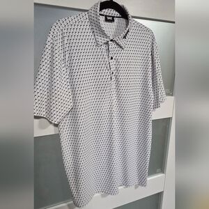 PXG White Polo with Black Geometric Print
